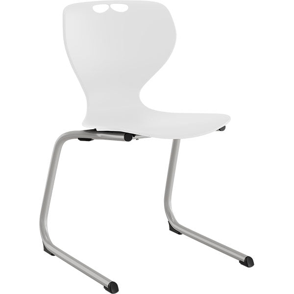 Stol Tarris, hvidt sæde med alugråt C-stel – image 2