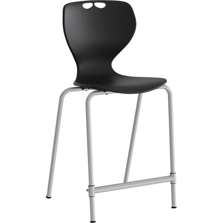 Stol Tarris Junior High, sort sæde med alugråt stel