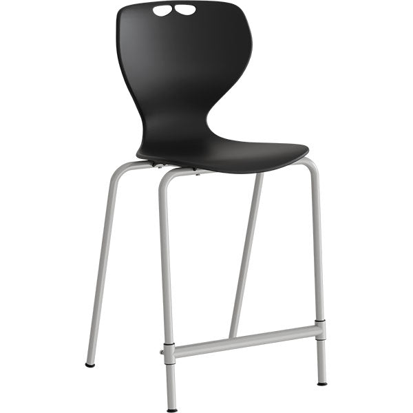 Stol Tarris Junior High, sort sæde med alugråt stel – image 2
