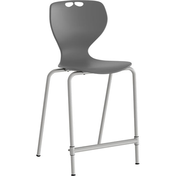 Stol Tarris Junior High, gråt sæde med alugråt stel – image 1