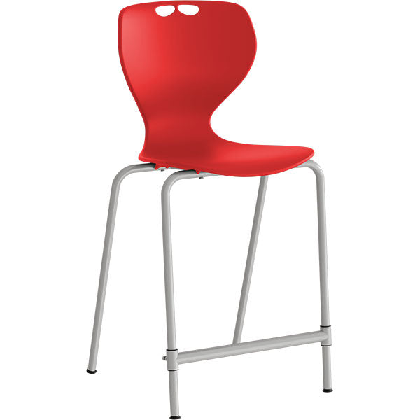 Stol Tarris Junior High, rødt sæde med alugråt stel – image 2