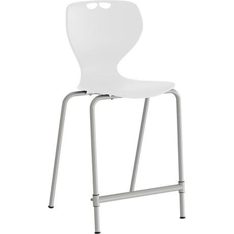 Stol Tarris Junior High, hvidt sæde med alugråt stel