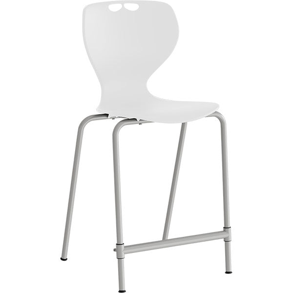 Stol Tarris Junior High, hvidt sæde med alugråt stel – image 1
