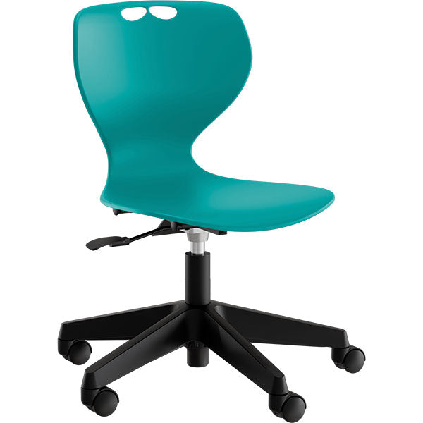 Stol Tarris 3D, turkis sæde med sort hjulkryds – image 2