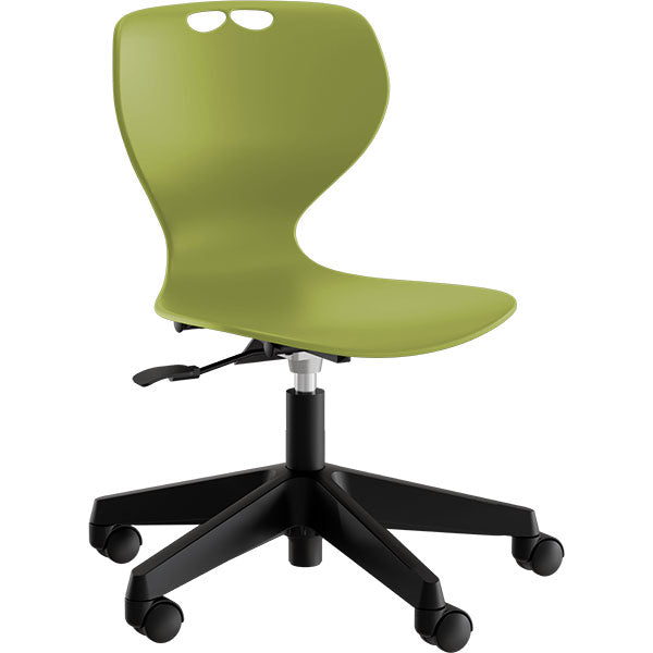 Stol Tarris 3D, oliven sæde med sort hjulkryds – image 1