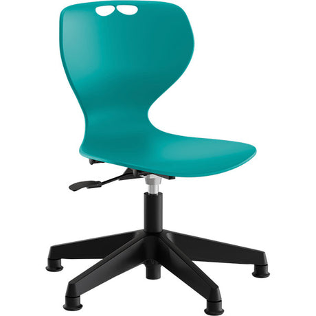 Stol Tarris, turkis sæde med sort hjulkryds og glidesko