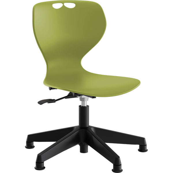 Stol Tarris, oliven sæde med sort hjulkryds og glidesko – image 2