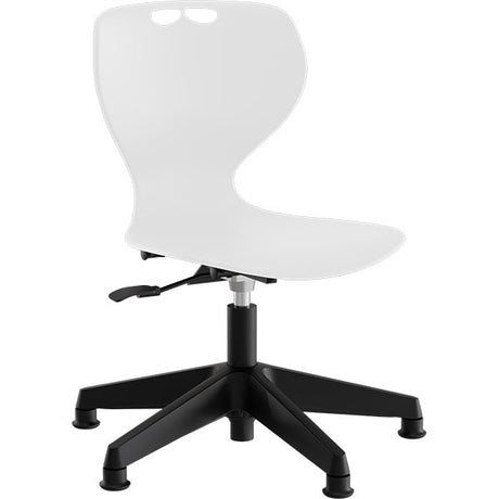 Stol Tarris, hvidt sæde med sort hjulkryds og glidesko