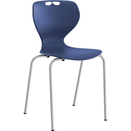 Stol Tarris, blåt sæde med alugråt stel