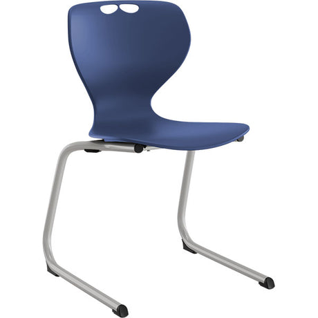 Stol Tarris, blåt sæde med alugråt C-stel