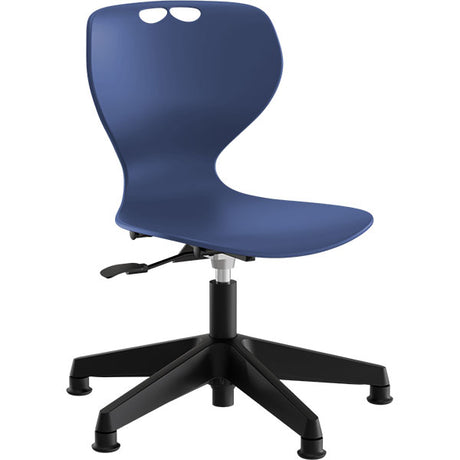 Stol Tarris, blåt sæde med sort hjulkryds og glidesko