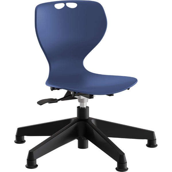 Stol Tarris Junior, blåt sæde med sort hjulkryds og glidesko – image 2