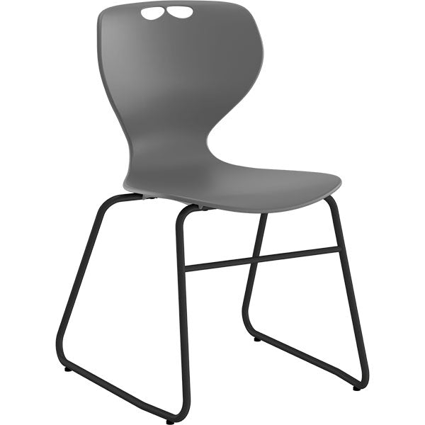 Stol Tarris, gråt sæde med sort lukket stel – image 2