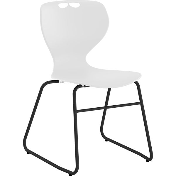 Stol Tarris, hvidt sæde med sort lukket stel