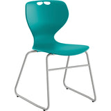 Stol Tarris, turkis sæde med alugråt lukket stel