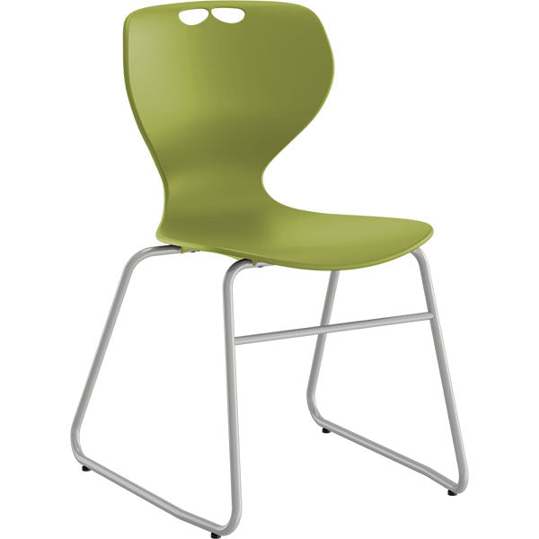 Stol Tarris, oliven sæde med alugråt lukket stel – image 2