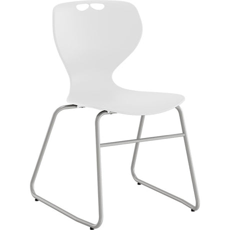 Stol Tarris, hvidt sæde med alugråt lukket stel