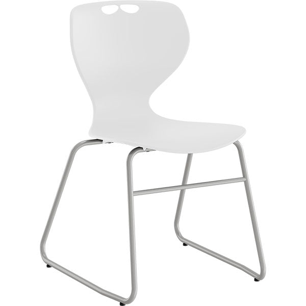 Stol Tarris, hvidt sæde med alugråt lukket stel – image 1