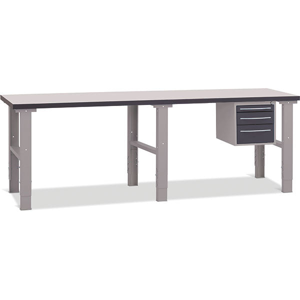 GBP Filebænk 2500x800 mm inkl. skuffesektion (3 skuffer) – Arbejdsborde