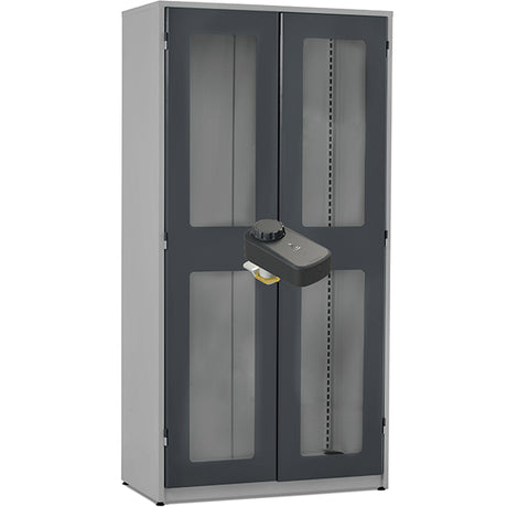 Værktøjsskab GBP 1020x540x2000mm med plexiglas og FlexLock, RAL7004/7024 – image 2