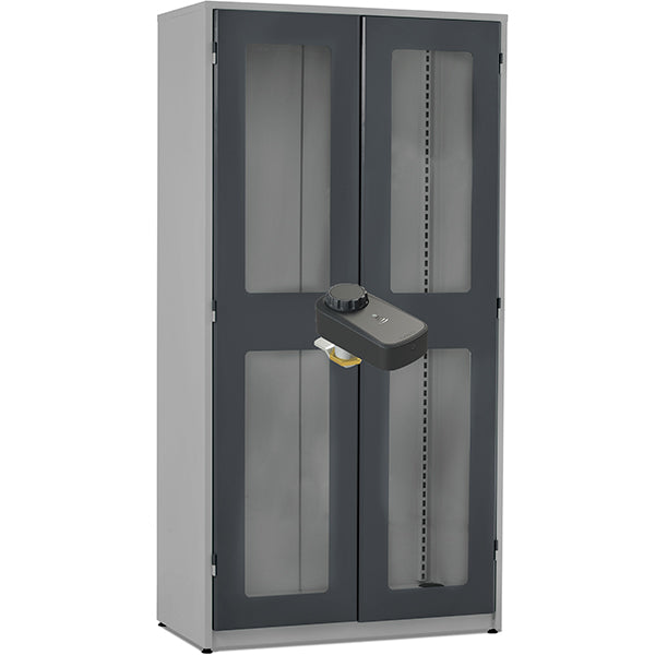 Værktøjsskab GBP 1020x540x2000mm med plexiglas og FlexLock, RAL7004/7024 – image 1