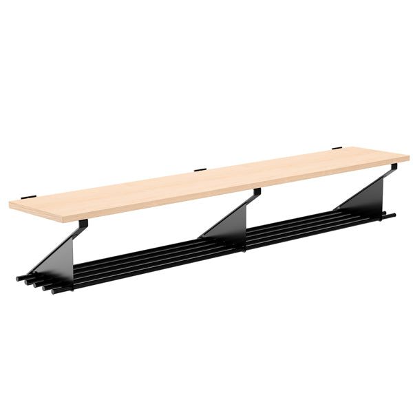 Skohylde til væghængt bænk, bredde 2000 mm