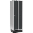Sonesson Garderobeskab 2x300mm m/lige tag, antracit dør med cylinderlås og sokkel – Garderobeskabe (billede 1)