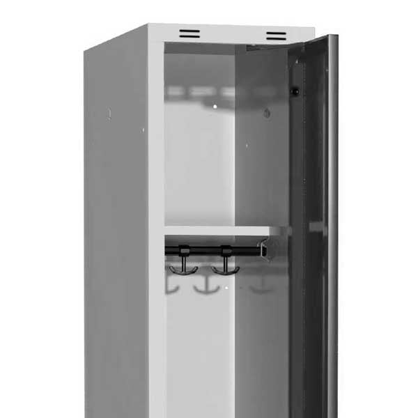 Garderobeskab 2x300mm m/lige tag, antracit dør med cylinderlås og sokkel – image 2