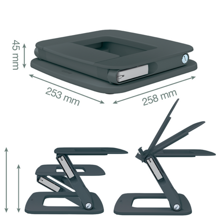 Leitz Ergo justerbar multivinklet laptop stand grå