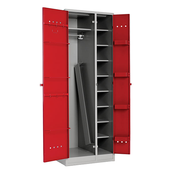 Soldaterskab Lige tag 1x680 mm rød dør, inkluderet våbenrum