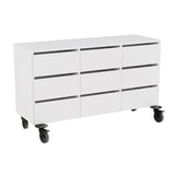 Opbevaring Stig 3x1,5 rum, 9 skuffer, hvid laminat, hjul