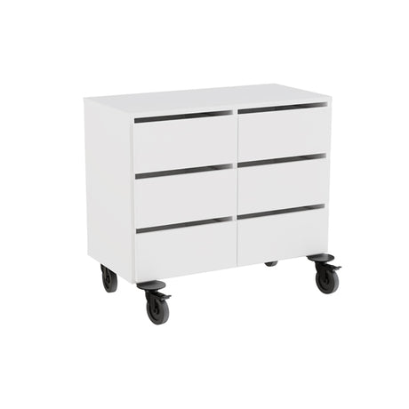 Opbevaring Stig 2x1,5 rum, 6 skuffer, hvid laminat, hjul