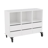 Opbevaring Stig 3x2 rum, 6 skuffer, hvid laminat, hjul