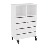 Opbevaring Stig 2x3 rum, 8 skuffer, hvid laminat, hjul