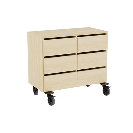 Opbevaring Stig 2x1,5 rum, 6 skuffer, birk laminat, hjul