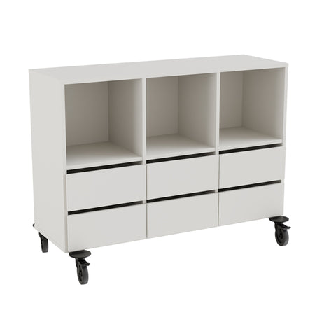 Opbevaring Stig 3x2 rum, 6 skuffer, grå laminat, hjul