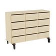 Opbevaring Stig 3x2 rum, 12 skuffer, birk  laminat, hjul