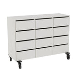 Opbevaring Stig 3x2 rum, 12 skuffer, grå laminat, hjul