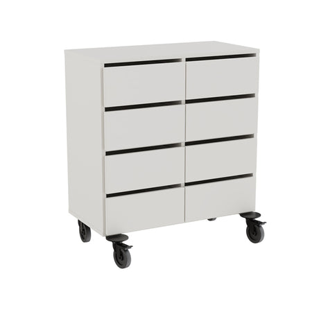 Opbevaring Stig 2x2 rum, 8 skuffer, grå laminat, hjul