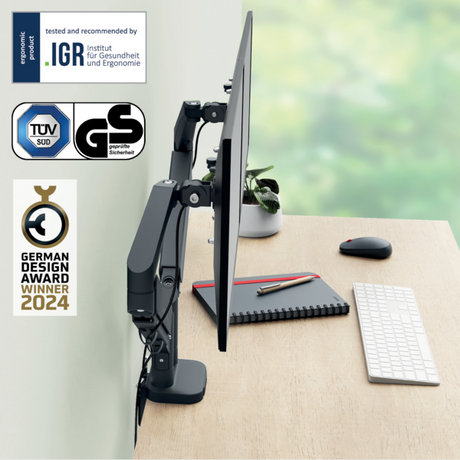 Monitor Arm Ergo Space Saving Dual, Dark Grey