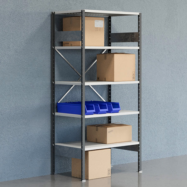 GBP Lagerreol Åben V06 2100x1000x600  RAL 7035 – Lagerreoler (billede 1)