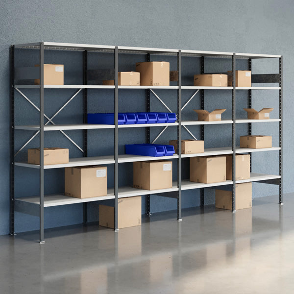 GBP Lagerreol Åben V06 2100x4000x600  RAL 7035 – Lagerreoler (billede 1)