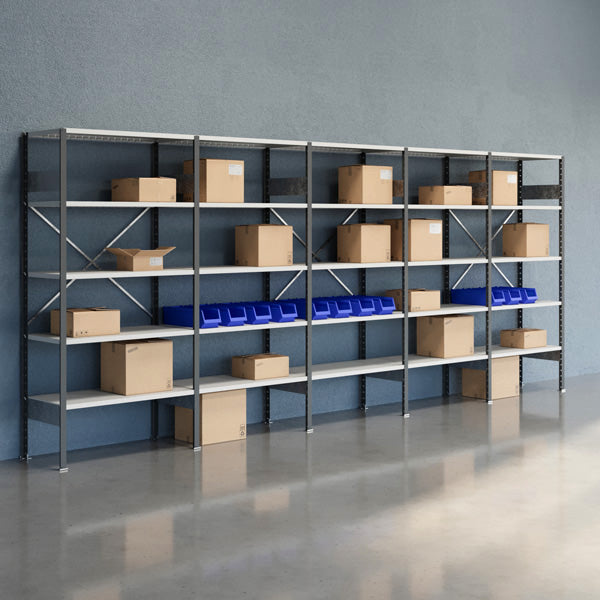 GBP Lagerreol Åben V06 2100x5000x500  RAL 7035 – Lagerreoler (billede 1)