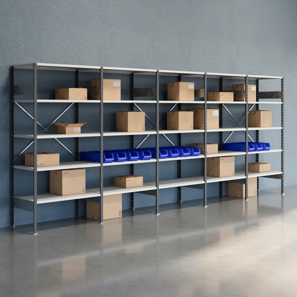GBP Lagerreol Åben V06 2100x5000x600  RAL 7035 – Lagerreoler (billede 1)