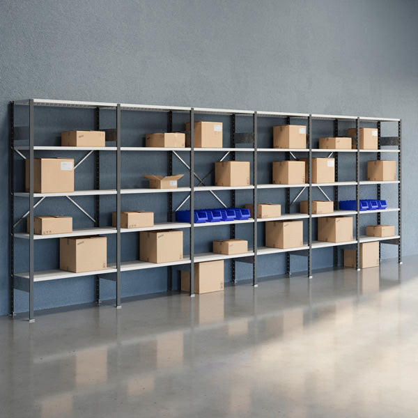 GBP Lagerreol Åben V06 2100x6000x400  RAL 7035 – Lagerreoler (billede 1)
