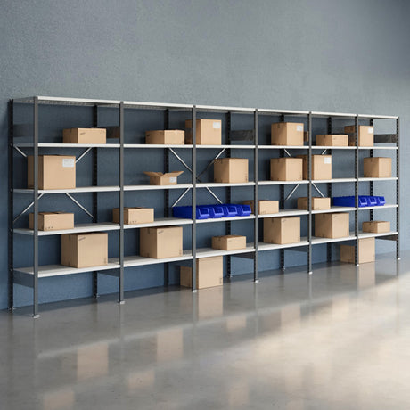 GBP Lagerreol Åben V06 2100x6000x500  RAL 7035 – Lagerreoler (billede 1)