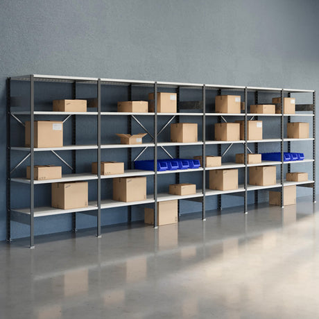 GBP Lagerreol Åben V06 2100x6000x600  RAL 7035 – Lagerreoler (billede 1)