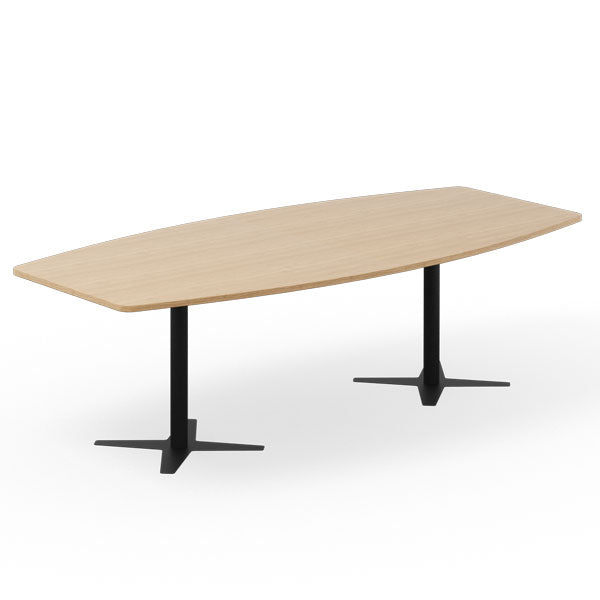 Ergoff Konferencebord DNA, Eg 2600x1200 mm bådformet, Sort understel – Konferenceborde