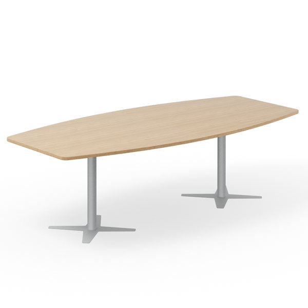 Ergoff Konferencebord DNA, Eg 2600x1200 mm bådformet, Alugråt understel – Konferenceborde