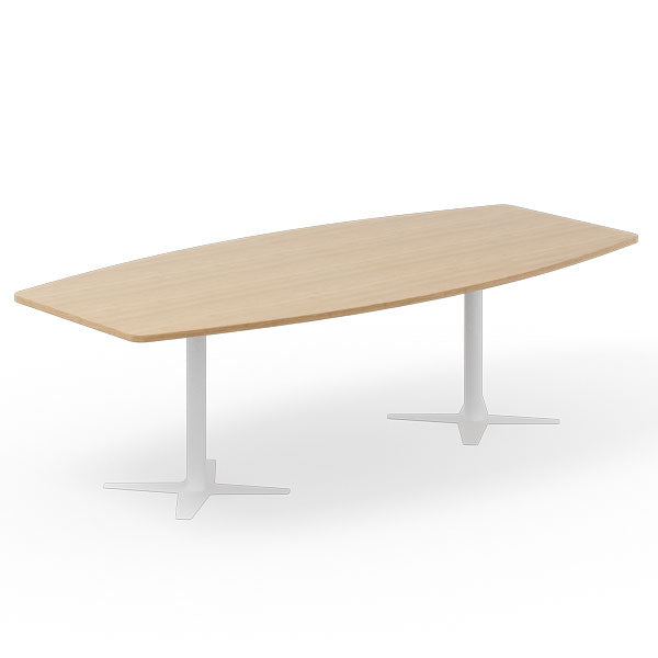 Ergoff Konferencebord DNA, Eg 2600x1200 mm bådformet, Hvidt understel – Konferenceborde